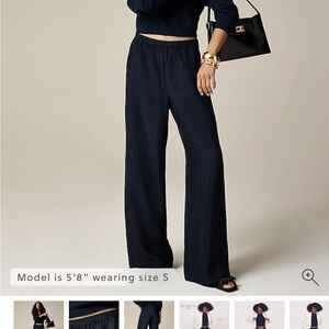 J. Crew Navy Wide Leg Pants - Stratus Pant in Textured Satin